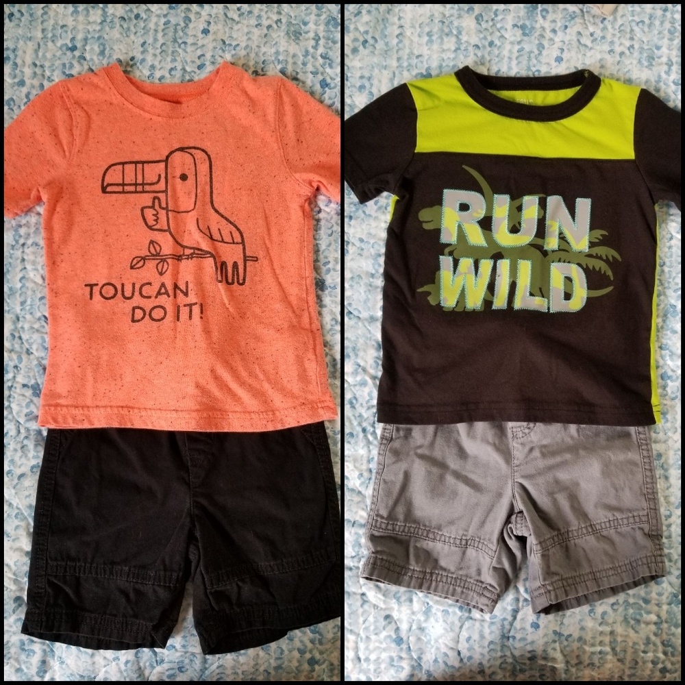4 piece t-shirt and short outfits - 24 months